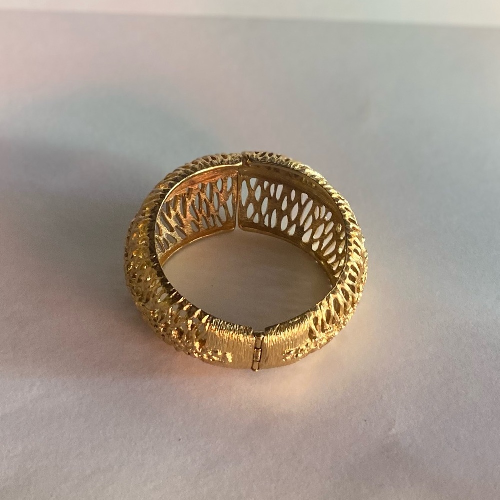 Monet Huge Hinged Cuff Statement Bracelet - Domed - Openwork - Vintage